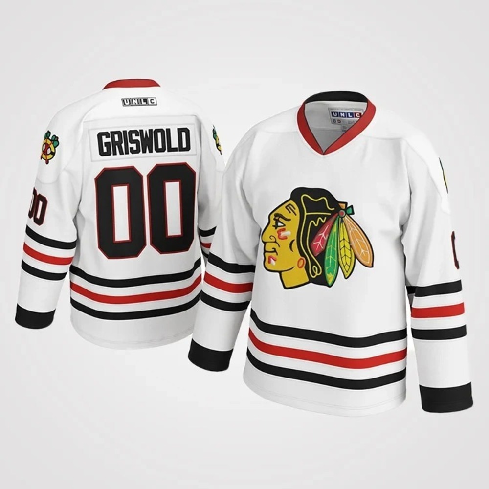 Christmas Vacation Clark Griswold Chicago Blackhawks Hockey Jersey Stitched XXL